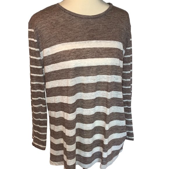 Madewell Linen Blend Striped 3/4 Sleeve Tee - Picture 4 of 8